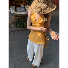 批发新款小个子气质挂脖吊带背心女性感百搭<b class='q'>刺绣</b>掐腰无袖上衣