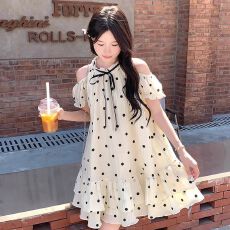 批发原版做法有内里露肩法式公主<b class='q'>裙</b>女新款小个子波点娃娃<b class='q'>裙</b>温柔连衣<b class='q'>裙</b>