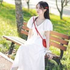 批发原版做法法式温柔风初恋多巴胺连衣裙高级感收腰显瘦泡泡袖长裙夏