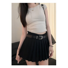 白色纯欲芭蕾风半身裙夏季性感裙裤百褶短裙辣妹高腰A字裙子