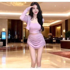 辣妹气质套装女2026春秋新款设计感韩版薄款长袖披肩背心包臀短裙