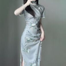 批发花夏新中式国风改良素雅旗袍2026年夏季新款年轻款少女<b class='q'>修身</b>长