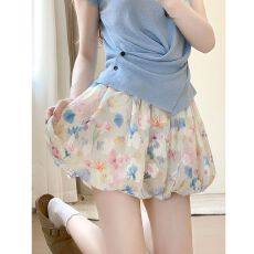 批发冰丝<b class='q'>花苞</b>短裤女夏季薄款2026新款高腰小个子休闲显瘦彩色碎花<b class='q'>裙</b>裤
