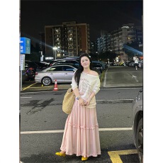 批发韩版甜美少女粉色雪纺波点半身裙子女春夏蛋糕裙松紧腰大摆长裙