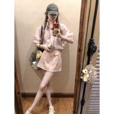批发休闲<b class='q'>运动服</b>套装女夏季学生长袖短裙两件套