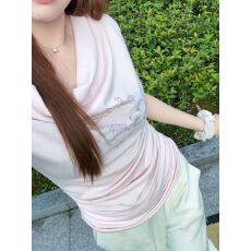 批发设计印花短袖t恤女欲甜美新款修身时尚百搭纯欲<b class='q'>上衣</b>潮
