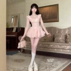 批发2026网红爆款纯欲风生日<b class='q'>公主裙</b>短裤减龄<b class='q'>甜美</b>连衣裙夏季两件套穿搭