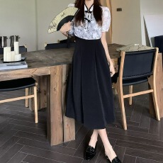 批发新中式提花盘扣薄款短袖罩衫吊带<b class='q'>连衣裙</b>女<b class='q'>夏</b>季新款时尚两件套