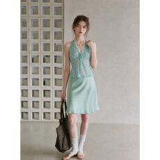 批发法式<b class='q'>蕾丝</b>边挂脖波点吊带背心女修身收腰绝美无袖女上衣