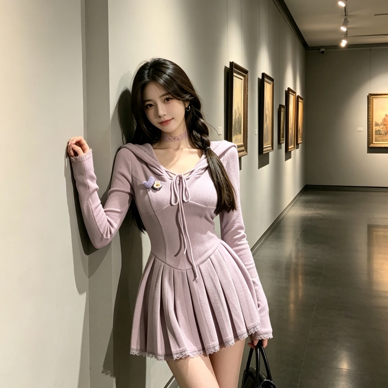 BY30072# 初恋纯欲甜美俏皮绝美针织连衣裙女春秋独特漂亮辣妹收腰小众裙子 服裝批發女裝批發服飾貨源