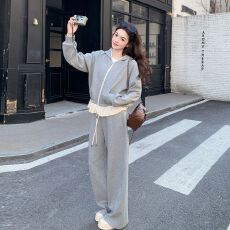 批发秋季大码<b class='q'>显瘦</b>休闲运动套<b class='q'>装</b>女韩系高级感连帽卫衣阔腿<b class='q'>裤</b><b class='q'>两件套</b>