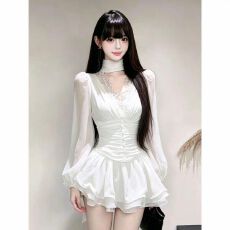 批发秋季新款衬衫纯欲风蕾丝拼接上衣+收腰显瘦<b class='q'>蓬蓬</b>半身裙时尚套装女