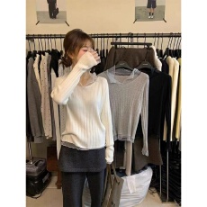 批发韩系温柔风<b class='q'>网纱</b>拼接打底衫女秋冬