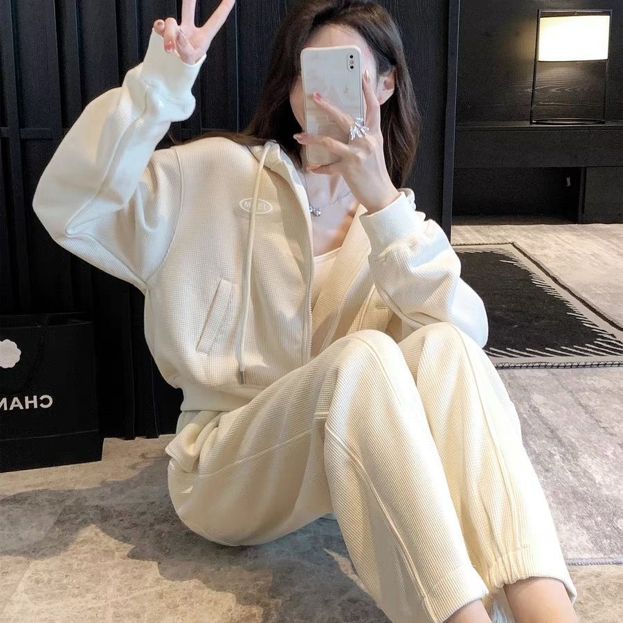 RY9578# 套装女春秋宽松时尚连帽卫衣休闲两件套