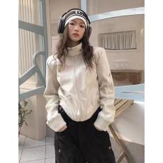 批发美式复古皮衣短<b class='q'>外套</b>女春秋新款宽松百搭设计感小众辣妹机车<b class='q'>夹克</b>潮