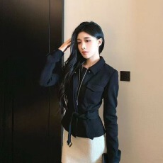 批发美式辣妹收腰系带短款<b class='q'>外套</b>女秋季新款小众酷飒风气质显瘦<b class='q'>夹克</b>上衣