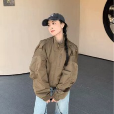 批发高街辣妹立领短款机车工装<b class='q'>夹克</b><b class='q'>外套</b>女秋季2025新款设计感休闲上衣