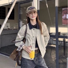 批发美式复古水洗做旧牛仔外套女2025年<b class='q'>秋</b>季爆款宽松百搭廓形重工夹克