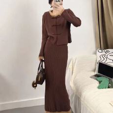 批发新中式高级气质香风针织两件套半身裙套装2025时尚两件洋气秋<b class='q'>冬</b>季