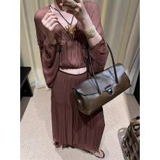 批发miu系高知可露丽穿搭气质巨好看的咖色衬衫半身裙套装女