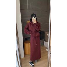 批发欧洲站2025春秋新款欧版刺绣连帽卫衣加松紧腰半身裙出游两件套<b class='q'>装</b>