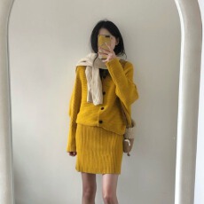 批发2025慵懒风洋气软糯休闲针织上衣搭配半身短裙两件套