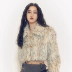 批发小野猫 仿貂绒环保皮草女2025冬季新款毛毛外套短款