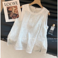 批发2026新款白色高级感刺绣吊带背心女内搭独特气质<b class='q'>宽松</b>显瘦无袖上衣