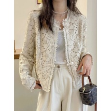 批发新中式蕾丝钩花短外套女<b class='q'>长袖</b>春装2026新款<b class='q'>外</b><b class='q'>搭</b>中国风女装上衣潮