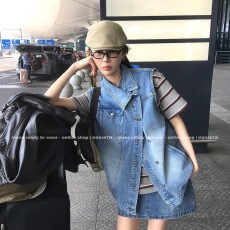 批发MONA 复古潮流酷飒风 牛仔马甲外套 高腰半裙女小个子 2026新款