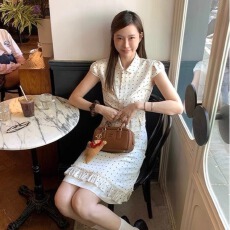 批发法式设计感小众波点艺术<b class='q'>花苞</b>袖衬衫/立体木耳边假两件半<b class='q'>裙</b>套装女