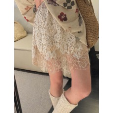 批发法式蕾丝网纱<b class='q'>百褶</b>裙<b class='q'>半身裙</b>女夏季款高腰显瘦垂感a字伞裙大摆长裙