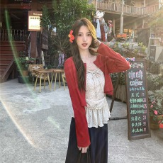 批发2026吊带碎花裙摆上衣<b class='q'>开衫</b>外套套装