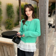 批发2026韩系吊带连衣裙内搭叠穿木耳花边<b class='q'>针织</b><b class='q'>开衫</b>女