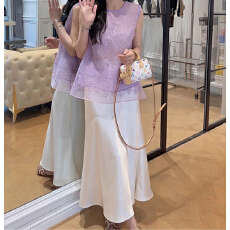 批发重工亮片刺绣马甲女2026夏季新款<b class='q'>欧根纱</b>无袖背心宽松潮新中式国风
