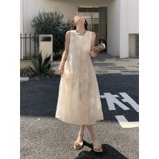 批发提花蕾丝无袖背心连衣裙显瘦小个子2026新款胖mm大码韩版法式裙子