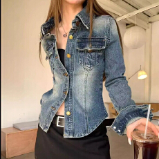 批发美式水洗复古小众牛仔外套女2026秋季新款修身显瘦休闲夹克上衣潮