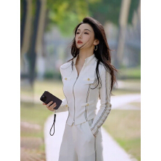 批发高级感小众休闲<b class='q'>运动服</b>套装女韩系新款拼接长袖裤子<b class='q'>修身</b>显瘦两件套