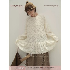 批发大码女装韩系半高领宽松大件显瘦蕾丝叠穿打底衫