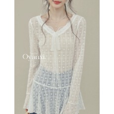 批发实价 大码女装韩系甜美修身V领叠穿打底蕾丝衫