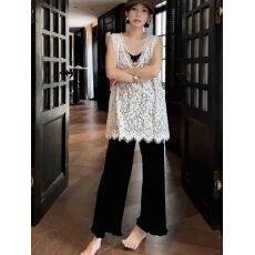 批发实价 大码女装早春新款V领蕾丝打底叠穿背心上衣