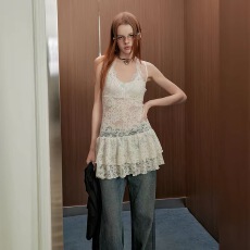 批发实价 大码女装早春韩系甜美打底叠穿蕾丝吊带背心