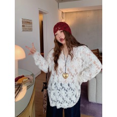 批发实价 大码女装早春韩系甜美宽松蕾丝打底衫叠穿T恤