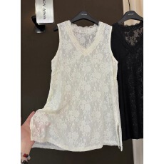 批发实价 大码女装韩系简约V领套头无袖背心蕾丝衫上衣