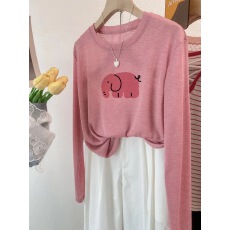 批发特大码300斤超好看得休闲风粉色小象罩衫女<b class='q'>夏</b>季2025新款百搭上衣