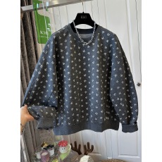 批发特大码300斤田园风碎花满印圆领宽松卫衣女秋冬长袖慵懒减龄上衣