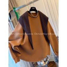 批发大码300斤设计感气质针织披肩圆领套头卫衣女宽松中长款两件套