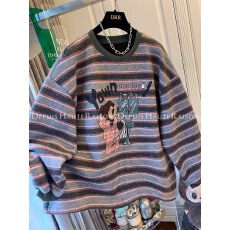 批发特大码300斤小熊条纹长袖T恤卫衣宽松上衣女冬新