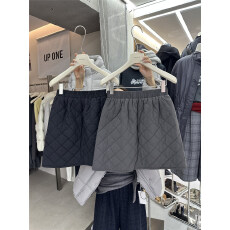 批发夹棉加内里大码200斤韩版<b class='q'>冬</b>季松紧腰显瘦菱格夹棉半身裙a字裙短裙