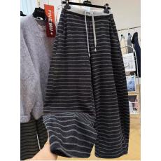 批发特大码300斤加绒松紧腰条纹休闲裤女<b class='q'>冬</b>弯刀裤